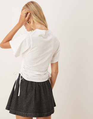 Asos Design Tie Side Detail T-shirt In White
