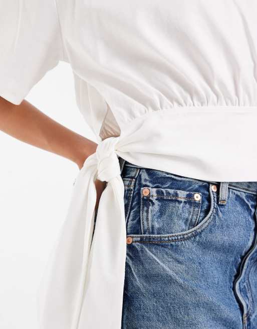 ASOS DESIGN tie side detail T-shirt white, 2 of 4