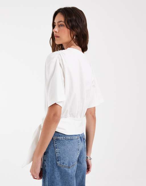 ASOS DESIGN tie side detail T-shirt white, 4 of 4