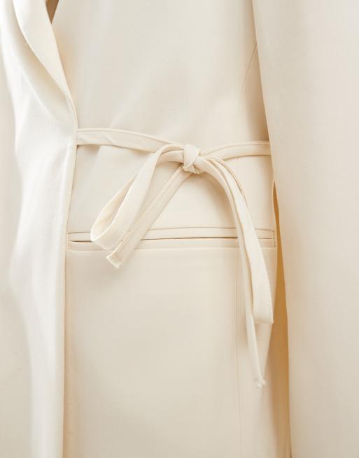 ASOS DESIGN tie side oversized blazer in buttercream - part of a set