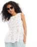 売れ筋商品|||セルフエスティーム カットソー トップス レディース Juniors' Tie-Front Eyelet Top White ジャガードペプラムトップス【WHITE】 – ELLIE
