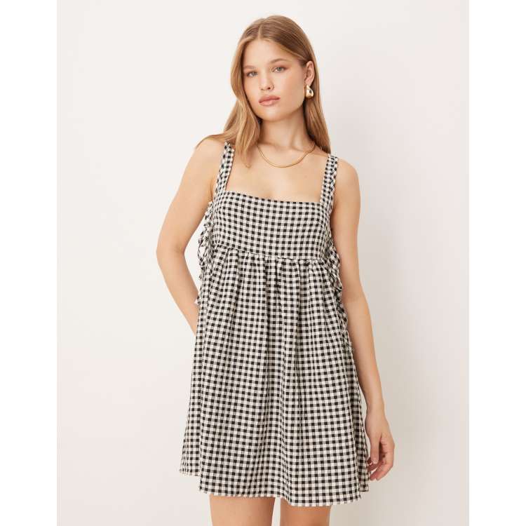 asos black babydoll dress DESIGN tie sides baby doll mini in gingham Black wrap tulle dress with chiffon mesh sleeves Accessorize What Kind Of Size:One Size (S to XL) Goth Dresses A shining