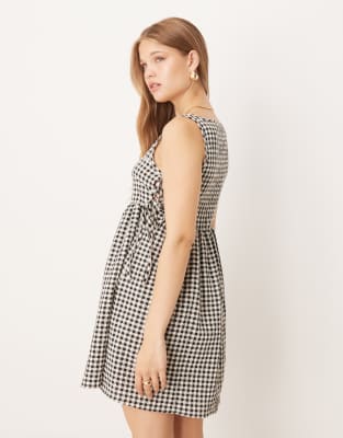Asos Design Tie Sides Baby Doll Mini Dress In Black