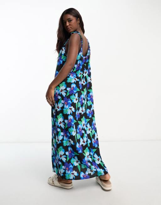 Asos green floral hot sale maxi dress