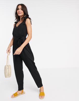 black tie strap jumpsuit