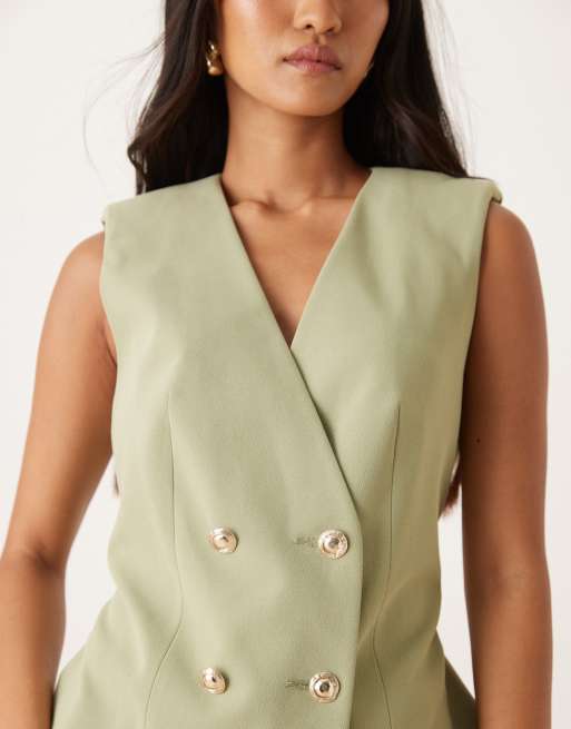 ASOS DESIGN tie vest in khaki, 4 of 4