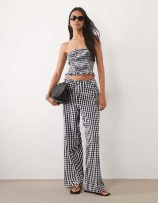 ASOS DESIGN tie waist co-ord trouser in black gingham