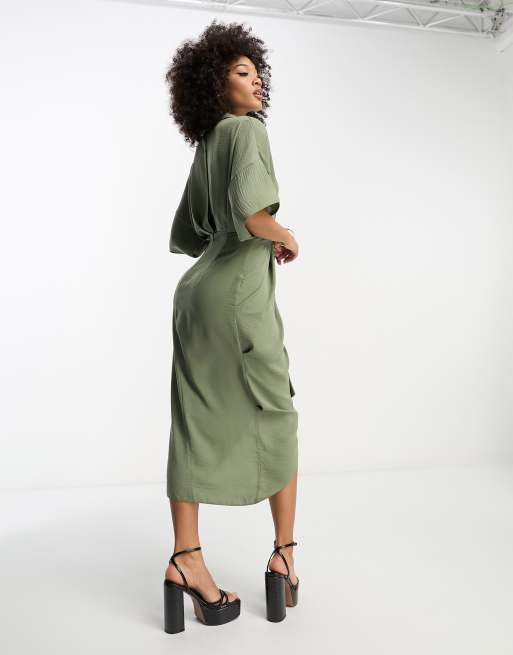 Ruched waist midi hot sale dress