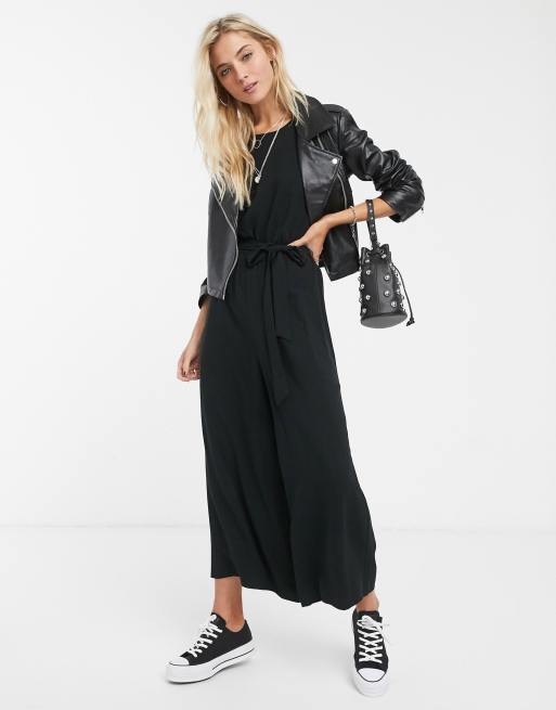 ASOS DESIGN short sleeve tea jumpsuit in black