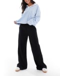 [ASOS DESIGN] ASOS DESIGN tie waist linen look pants in black 10 Black