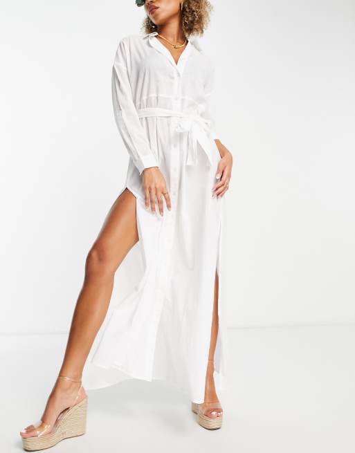 Sheer maxi hotsell shirt dress