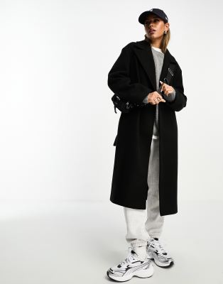 Asos Design Twill Dad Coat In Black In Black