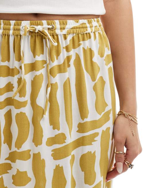 Asos yellow midi skirt best sale