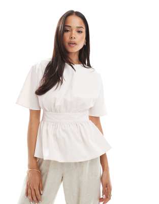 Asos Design Tie Waist Open Back Sleeveless Blouse In Pink
