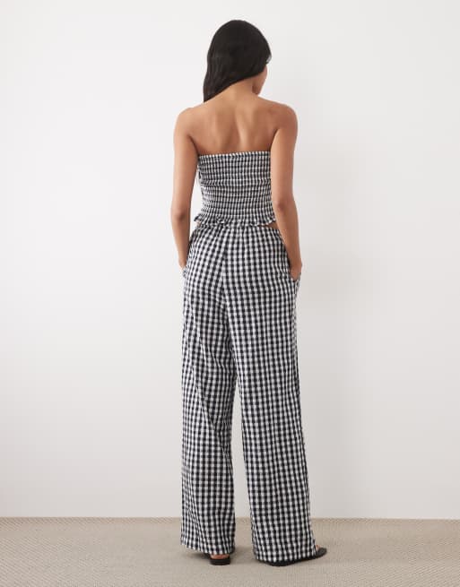 ASOS DESIGN tie waist pants in black gingham (part of a set), 5 of 5