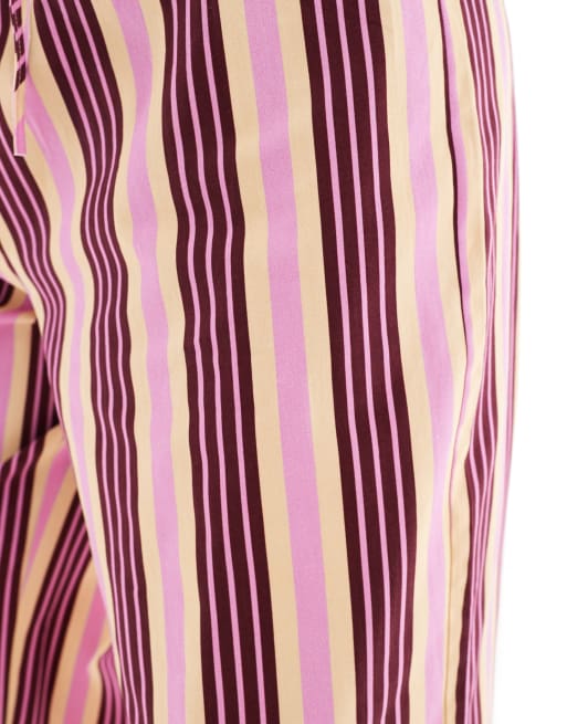 ASOS DESIGN tie waist straight leg pants in stripes - part of a set