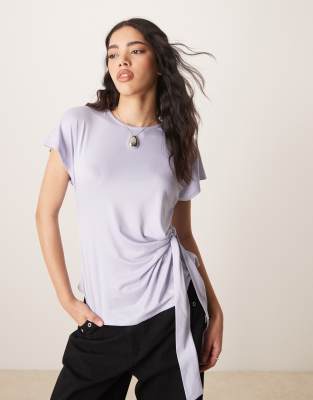Asos Design Tie Waist Top In Yellow