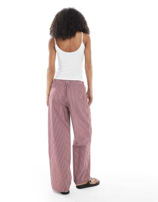 Asos Design Tie Waist Wide Leg Pants In Pink