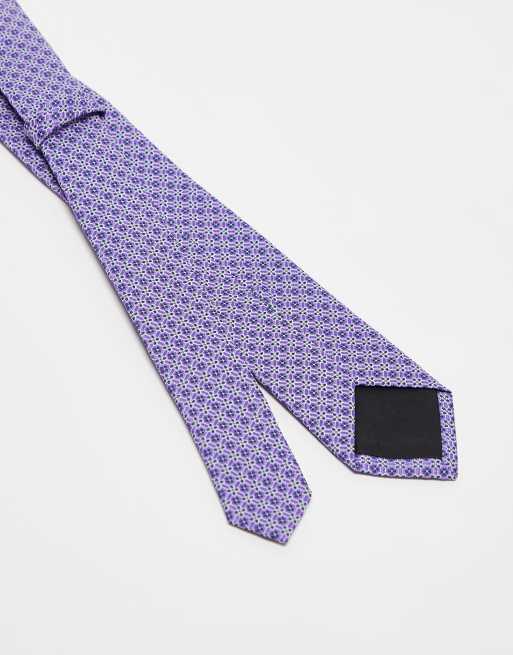 ASOS DESIGN tie with ditsy floral in purple, 2 of 4