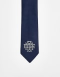 [ASOS DESIGN] ASOS DESIGN tie with embroidery in navy No Size NAVY