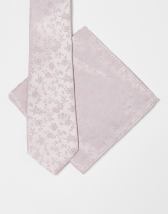 River Island tie and pocket square set in beige floral