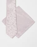 [ASOS DESIGN] ASOS DESIGN tie with floral pocket square in pink No Size PINK