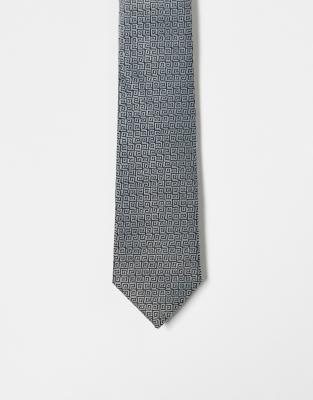 tie with greek wave pattern in black