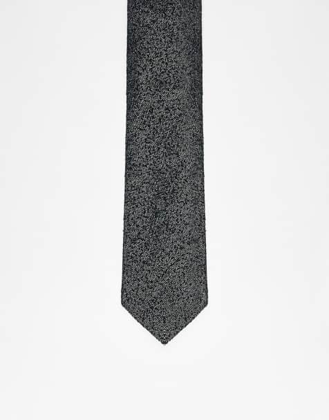 ASOS DESIGN tie with grunge texture in black - view 1
