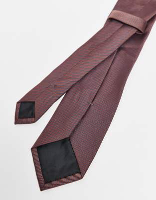 Asos Design Tie With Micro Stripe In Brown