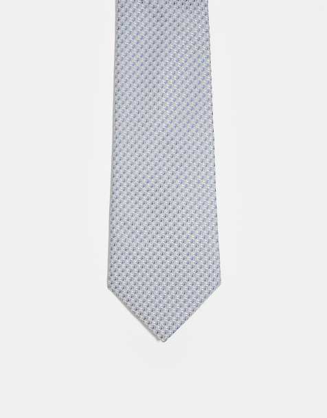 ASOS DESIGN tie with mono print in blue - view 1