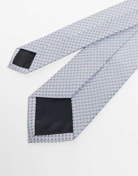 ASOS DESIGN tie with mono print in blue - view 2
