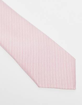 Asos Design Tie With Mono Print In Pink
