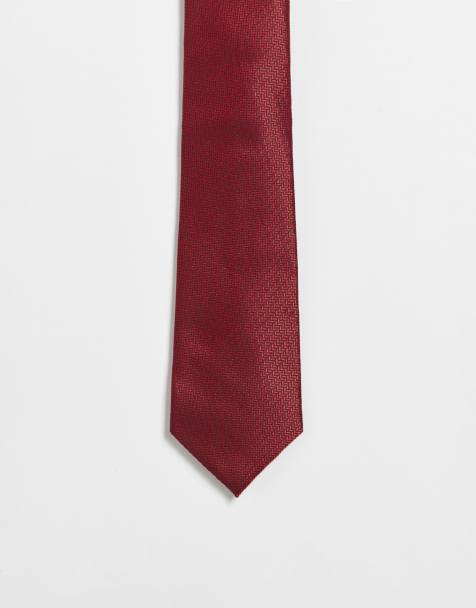 ASOS DESIGN tie with pattern in red - view 1