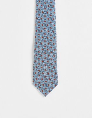 ASOS DESIGN tie with retro design in blue