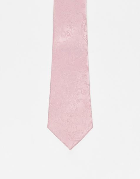 ASOS DESIGN tie with rose design in pink - view 1