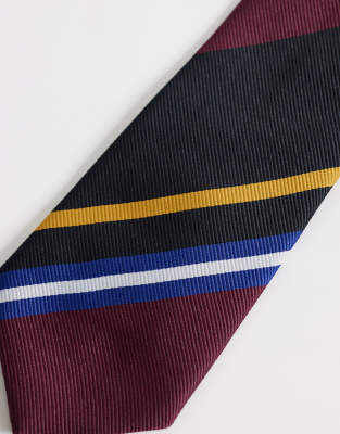 Asos Design Tie With Stripe Pattern In Brown