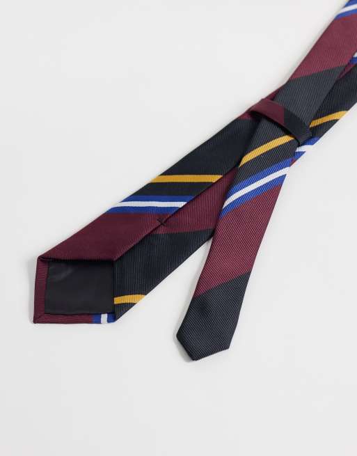 ASOS DESIGN tie with stripe pattern in multi, 3 of 3