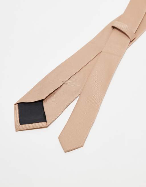 ASOS DESIGN tie with texture in camel, 2 of 4