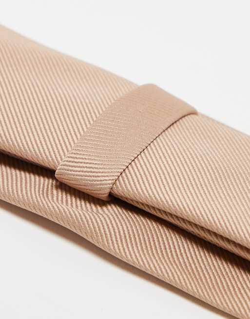 ASOS DESIGN tie with texture in camel, 4 of 4