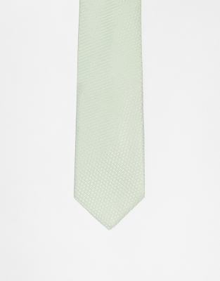 ASOS DESIGN tie with texture in sage green φωτογραφία