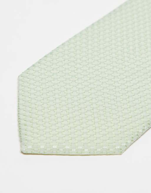 ASOS DESIGN tie with texture in sage green, 2 of 4