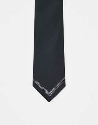 ASOS DESIGN ASOS DESIGN tie with tip pattern in black