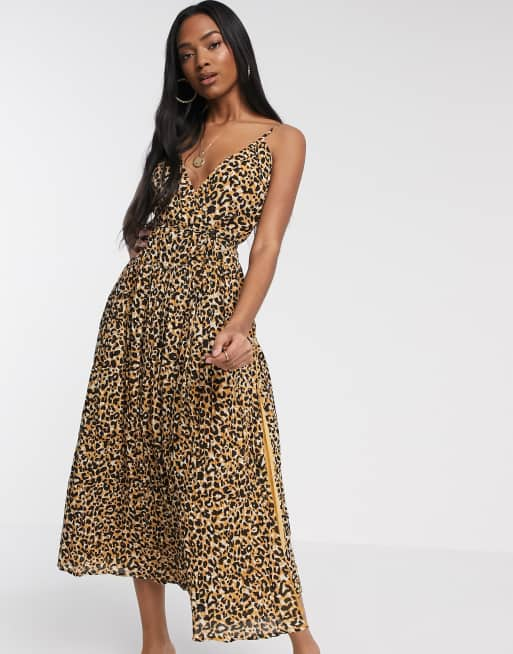 Asos design tie wrap around midi dress sale