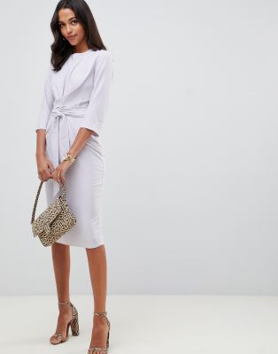 tie wrap midi dress