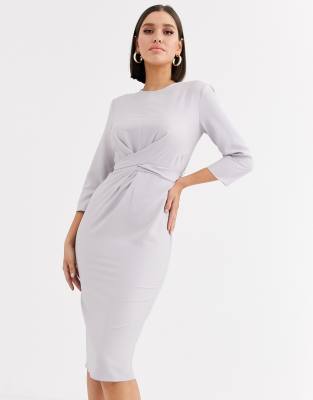 asos design tie wrap around midi dress