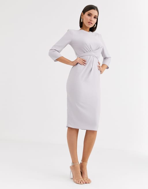 Asos design tie outlet wrap around midi dress