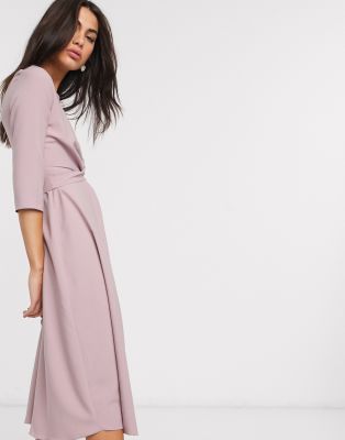 tie wrap around midi dress