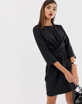 asos design tie wrap around mini dress