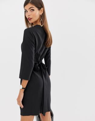 asos design tie wrap around mini dress