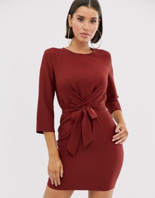 asos design tie wrap around mini dress